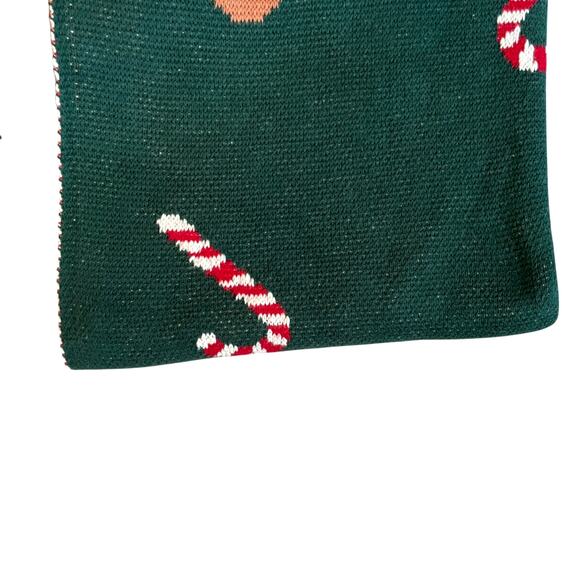 Oversized Gingerbread Candy Cane Cotton Throw Blanket 50x70 Christmas Green New - Picture 13 of 15